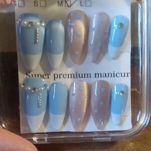 Source Unknown Blue and White Nail Set